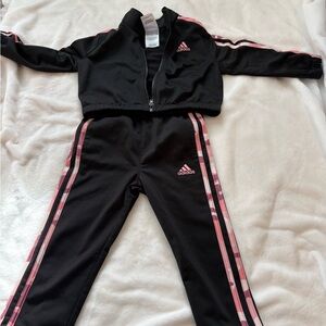 adidas Kids Black and Pink Tracksuit